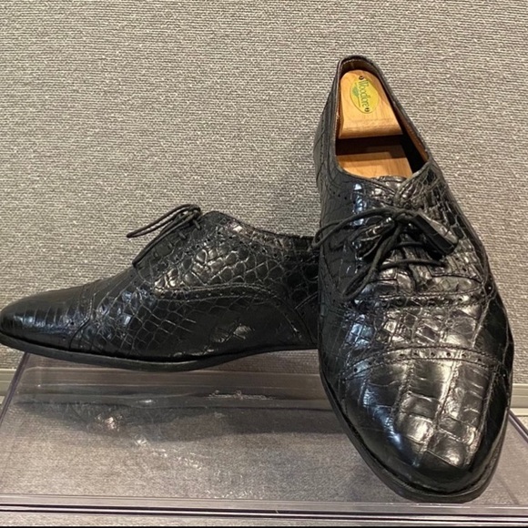 Gorgio Brutini Black Leather Print Dress Shoes sz 13 - Picture 1 of 10